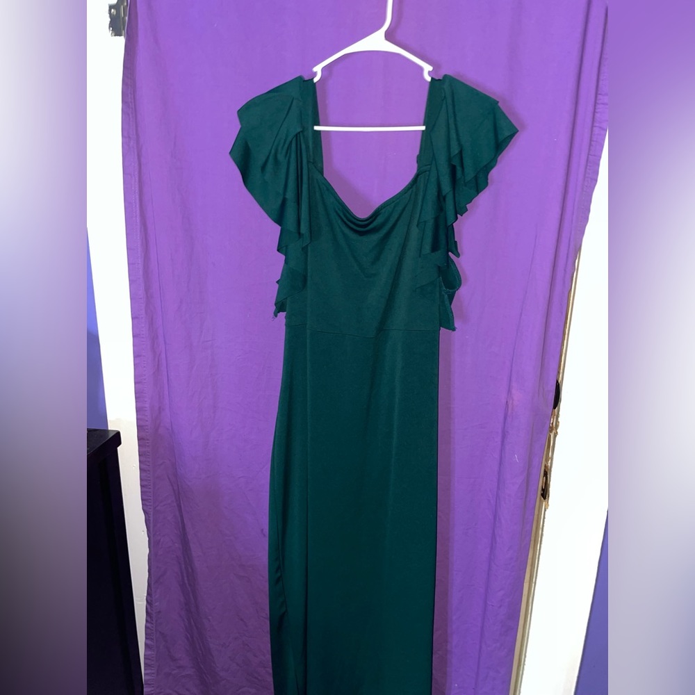 SHEIN green shoulder dress